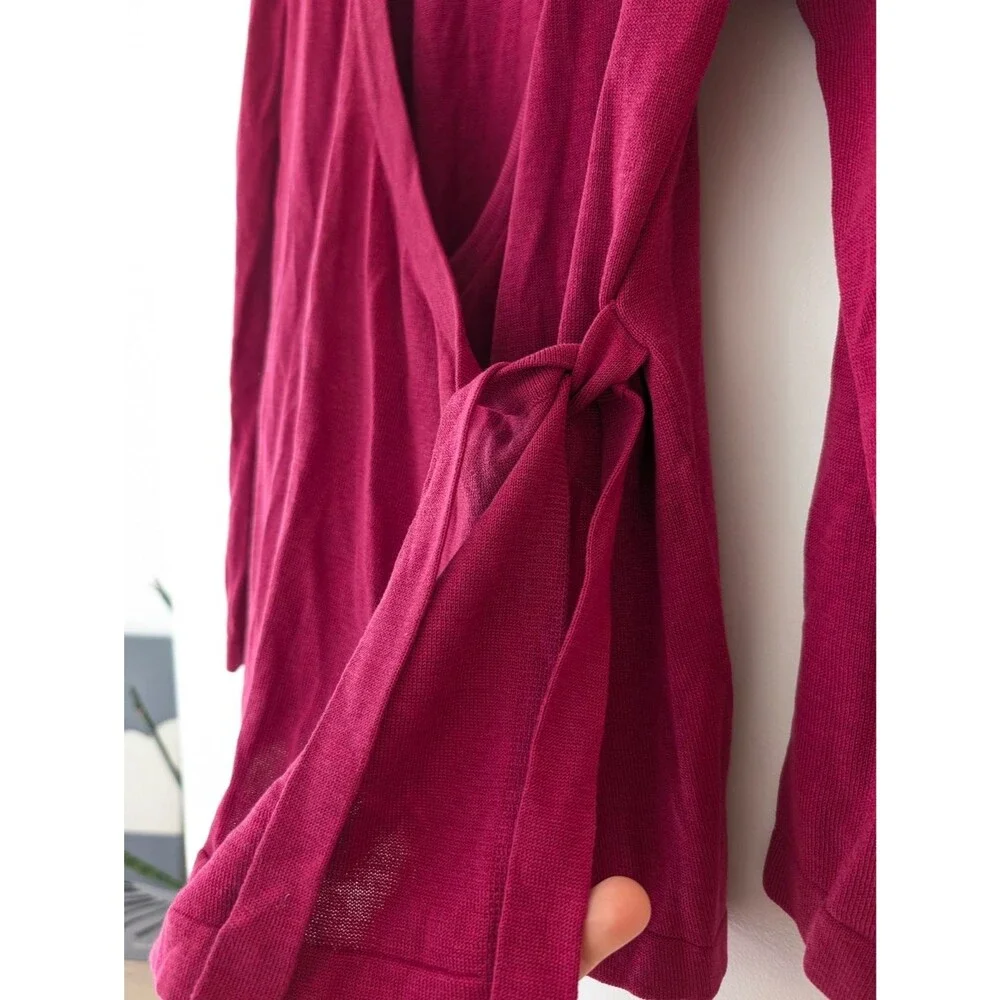 Wintersilks fuschia wrap sweater silk cotton blend size M